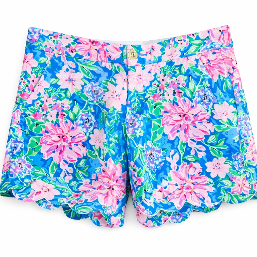 Lilly Pulitzer Buttercup Scallop Floral Shorts Spring In Your Step Size 2‎